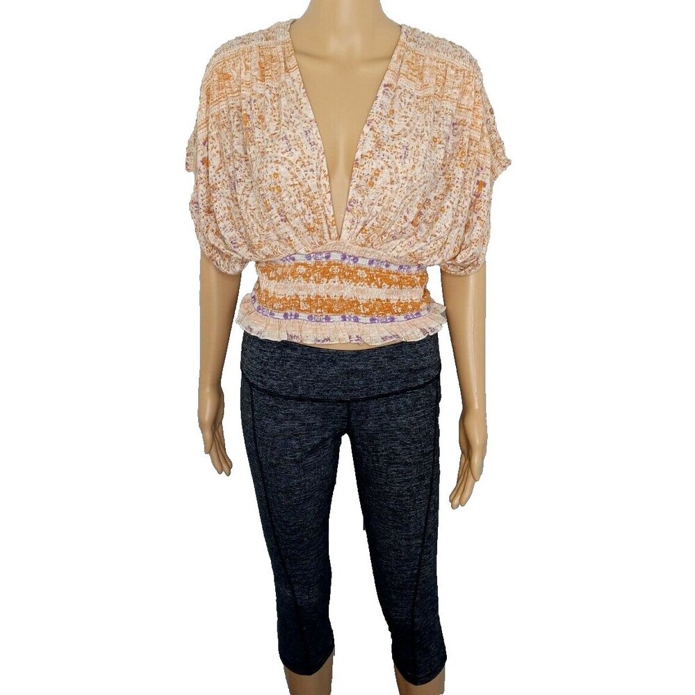 Free People Orange and Purple Crop Top